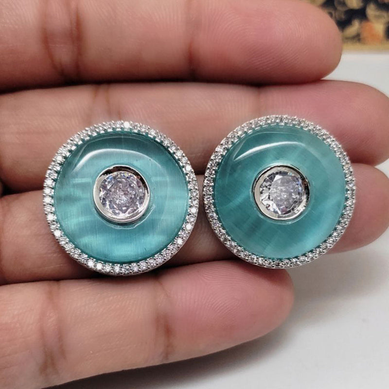 Aamrapali Silver Plated AD Stud Earrings