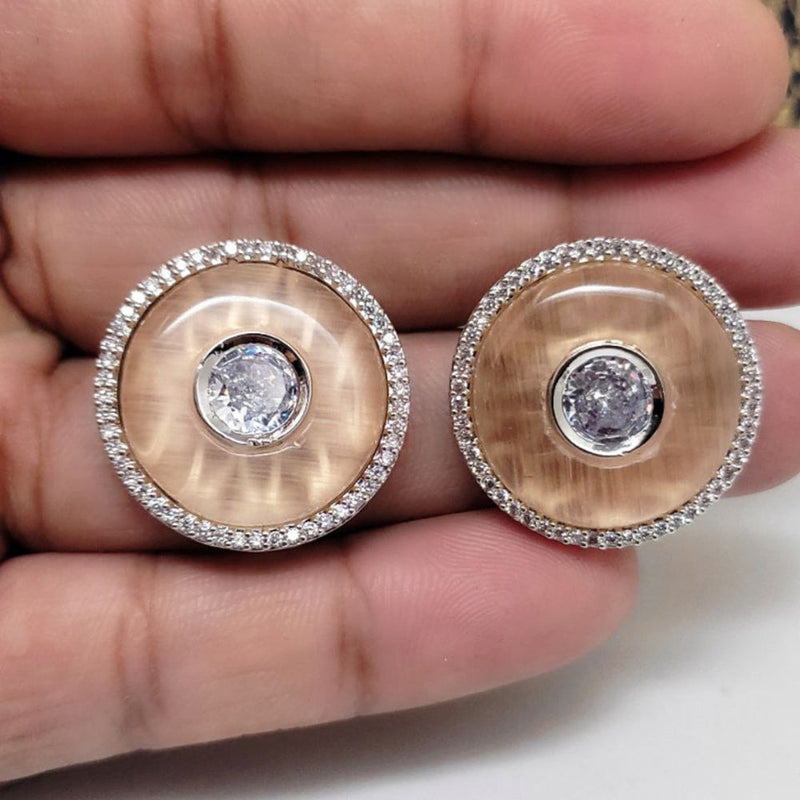 Aamrapali Silver Plated AD Stud Earrings