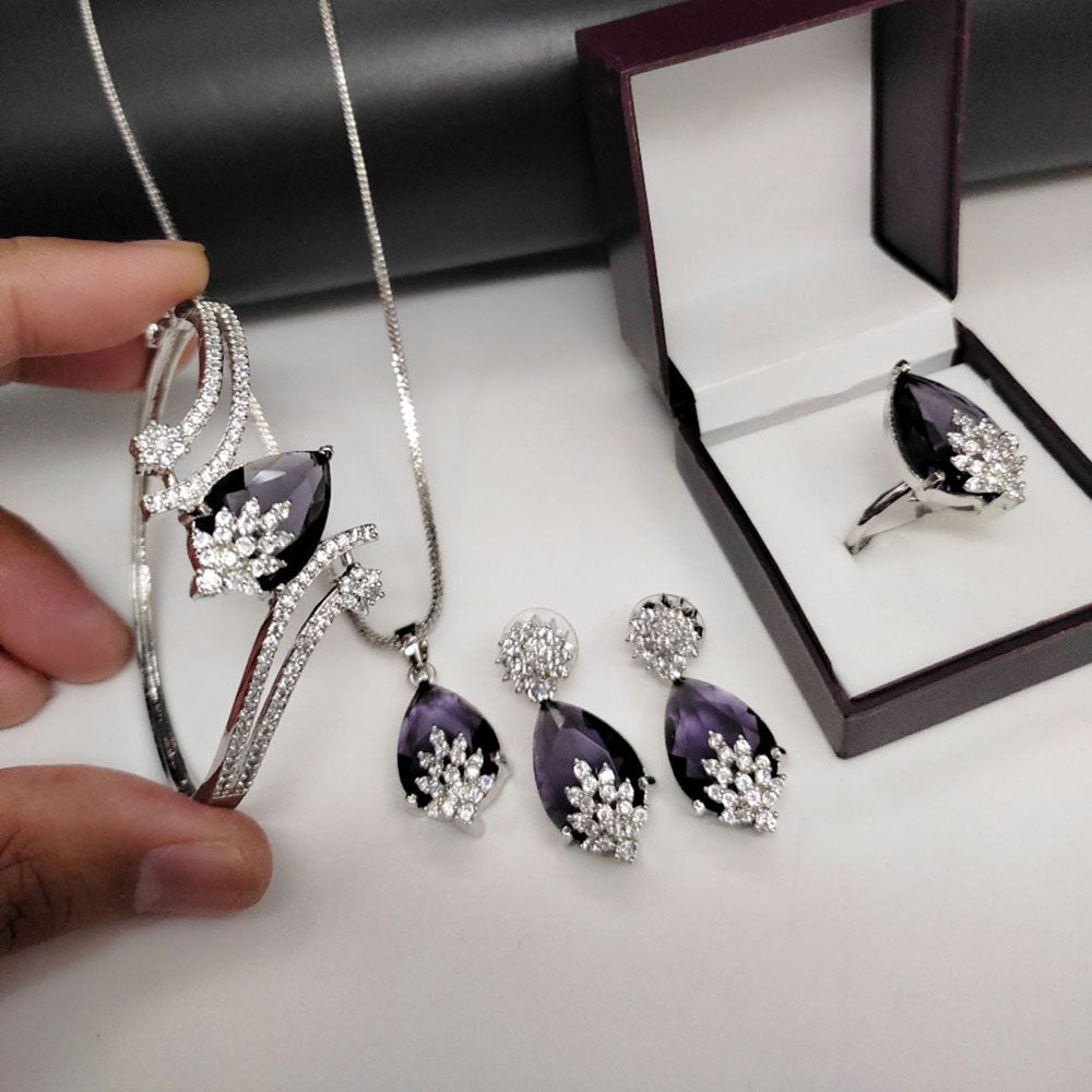 Aamrapali Silver Plated AD Jewellery Combo
