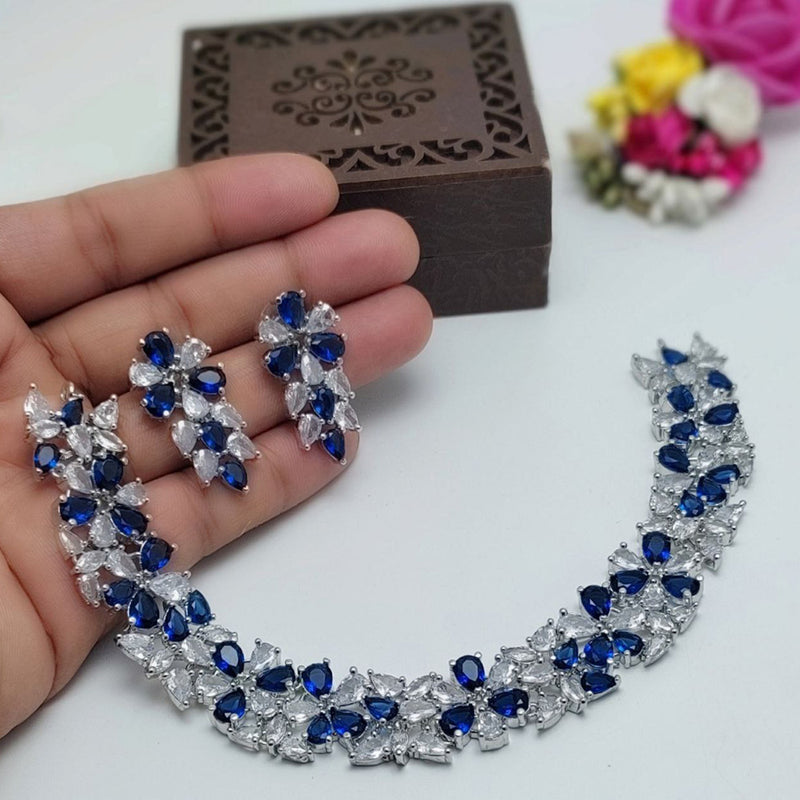 Aamrapali Silver Plated AD Necklace Set