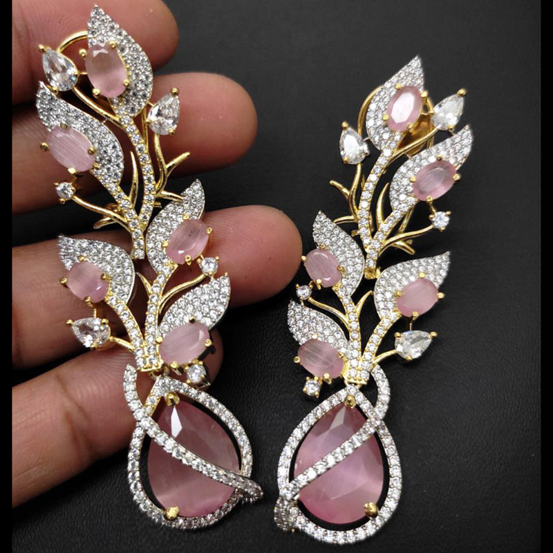 Aamrapali Gold Plated AD And Crystal Stone Dangler Earrings