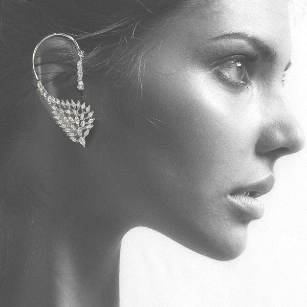 Aamrapali Silver Plated AD Earcuff Earrings