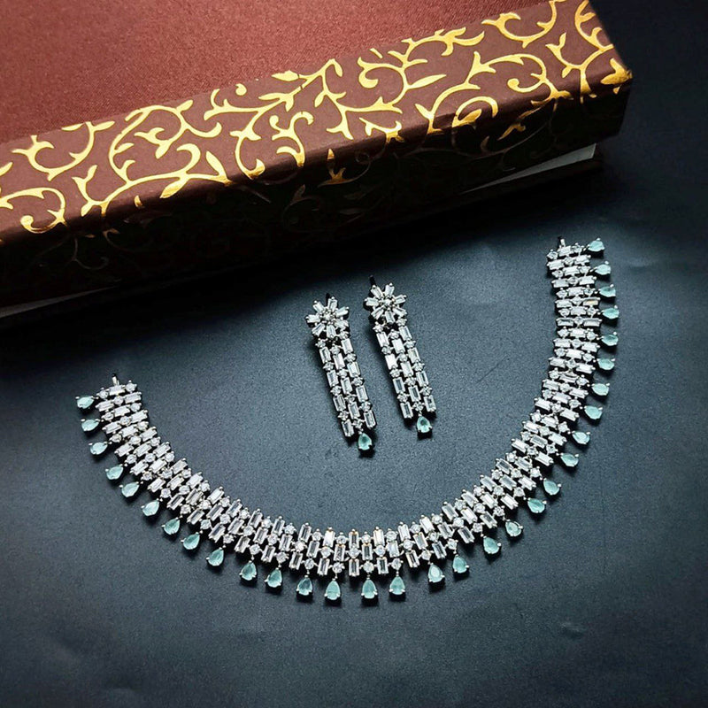 Aamrapali Silver Plated AD Necklace Set