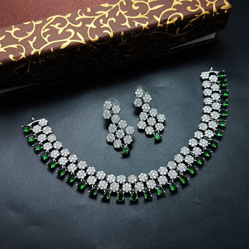 Aamrapali Silver Plated AD Necklace Set