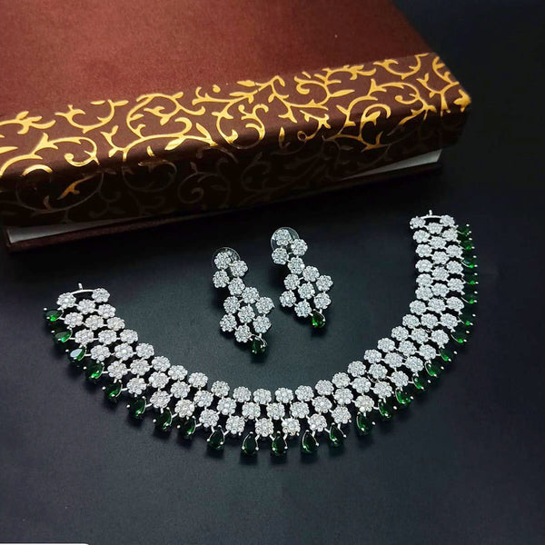 Aamrapali Silver Plated AD Necklace Set