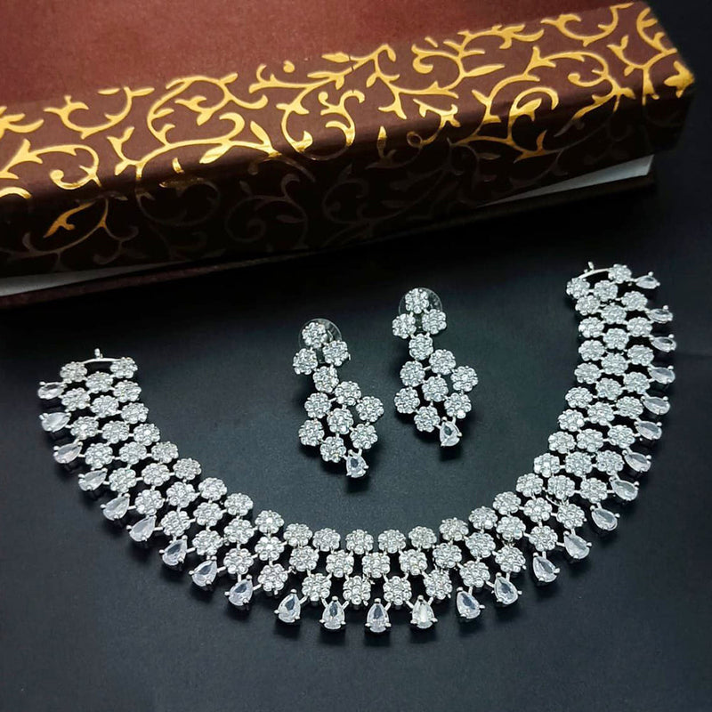 Aamrapali Silver Plated AD Necklace Set