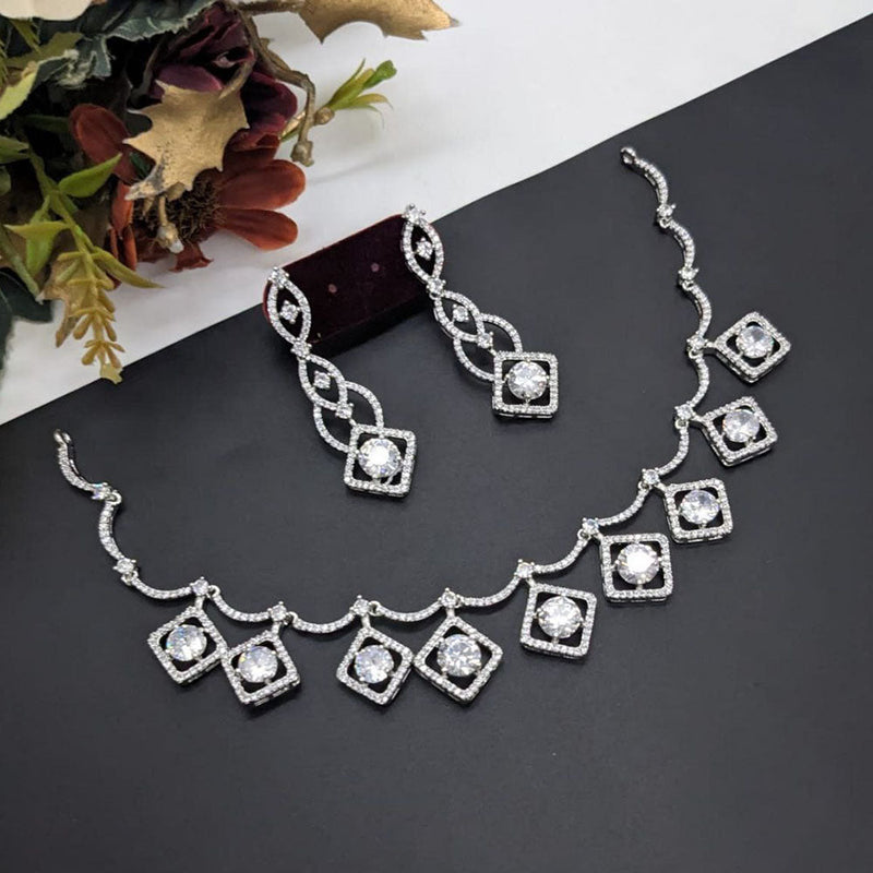 Aamrapali Silver Plated AD Necklace Set