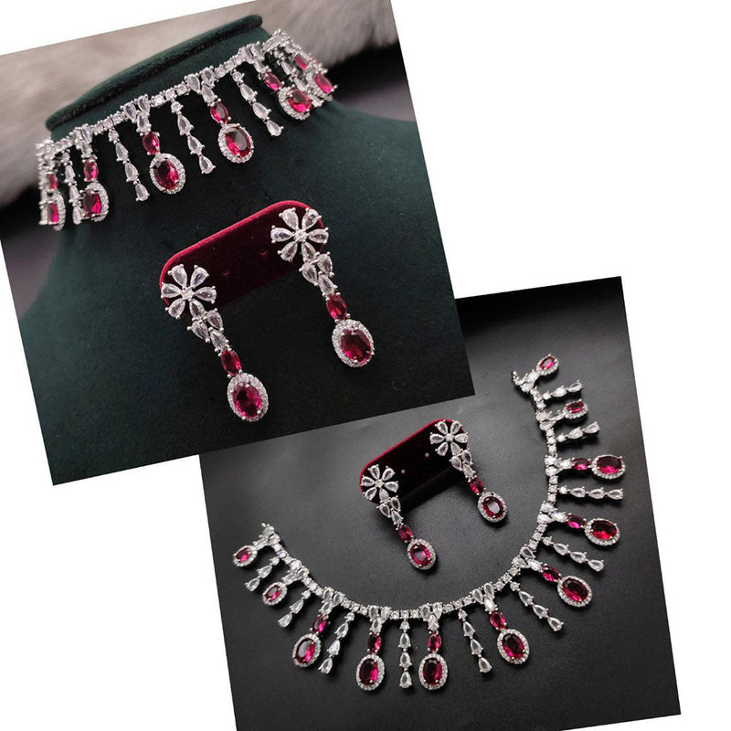 Aamrapali Silver Plated AD Necklace combo