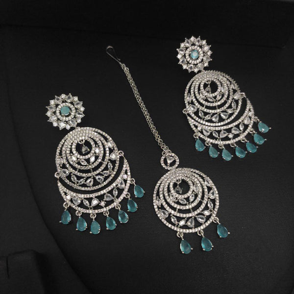 Aamrapali Silver Plated AD Earrings With Mangtikka