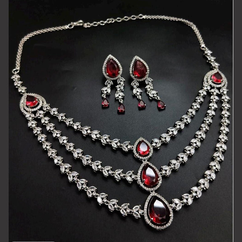 Aamrapali Silver Plated  AD Necklace Set