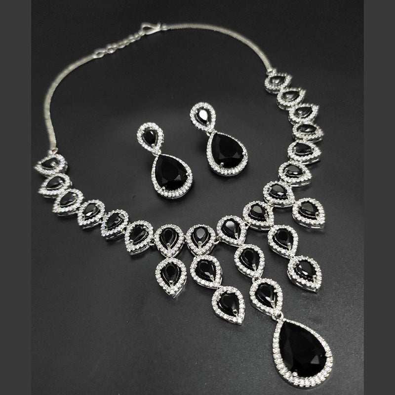 Aamrapali Silver Plated  AD Necklace Set