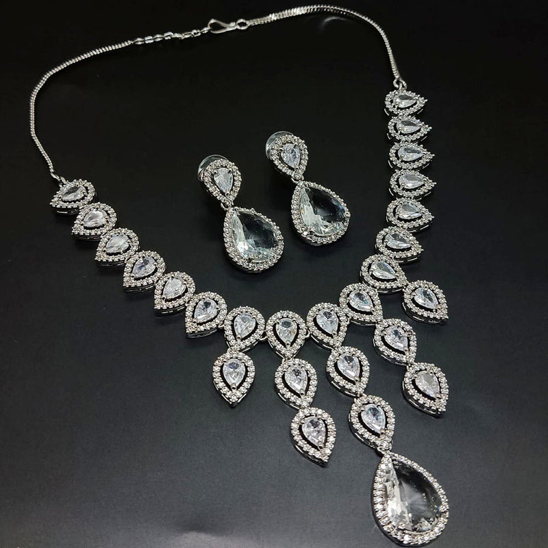 Aamrapali Silver Plated  AD Necklace Set