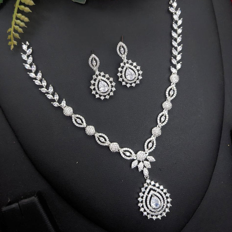 Aamrapali Silver Plated  AD Necklace Set