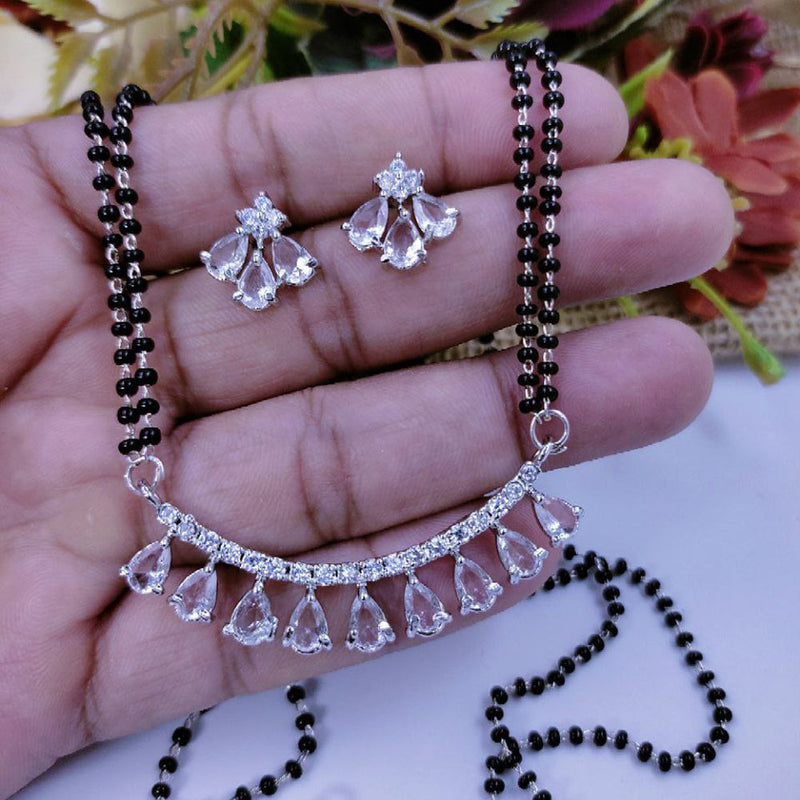 Aamrapali Silver Plated Crystal Stone Mangalsutra