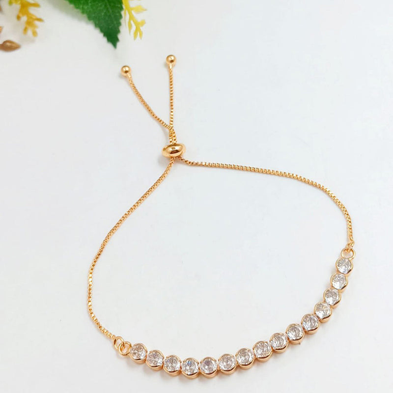 Aamrapali  Rose Gold Plated Austrian Stone Adjustable Bracelet