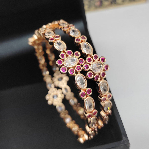 Aamrapali Gold Plated Crystal Stone Bangle Set