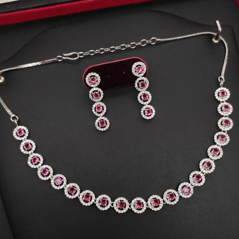 Aamrapali Silver Plated AD Necklace Set