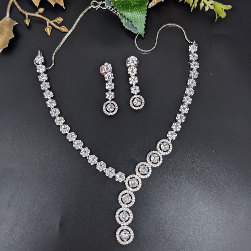 Aamrapali Silver Plated AD Necklace Set