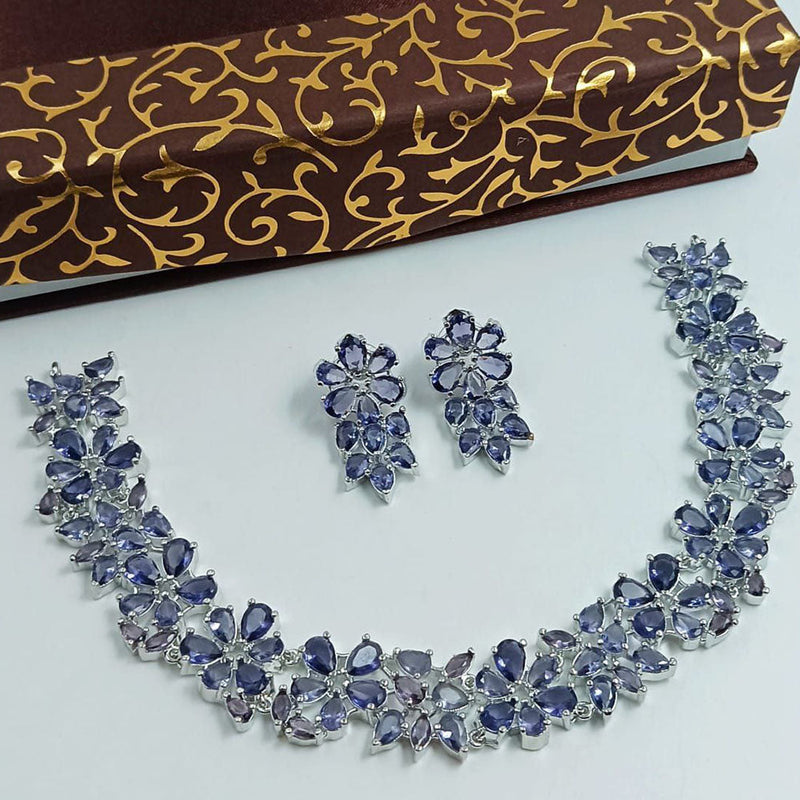 Aamrapali Silver Plated AD Choker Necklace Set