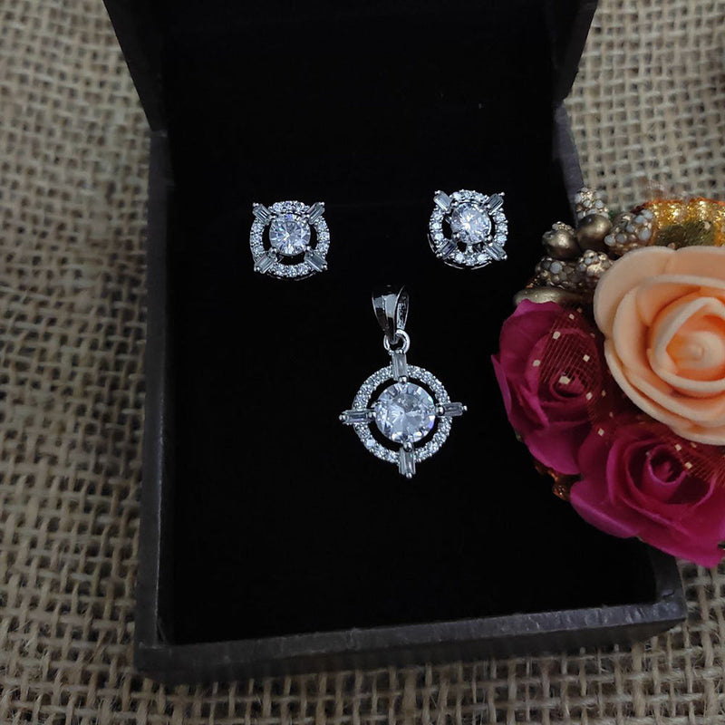 Aamrapali Silver Plated Austrian Stone Pendant Set