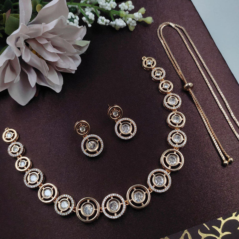 Aamrapali Gold Plated AD Necklace Set