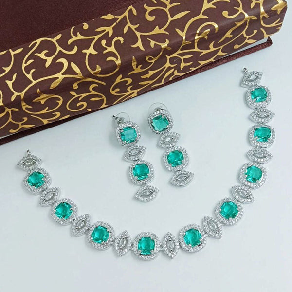 Aamrapali Silver Plated AD Necklace Set