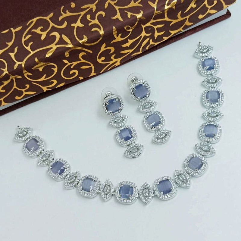 Aamrapali Silver Plated AD Necklace Set