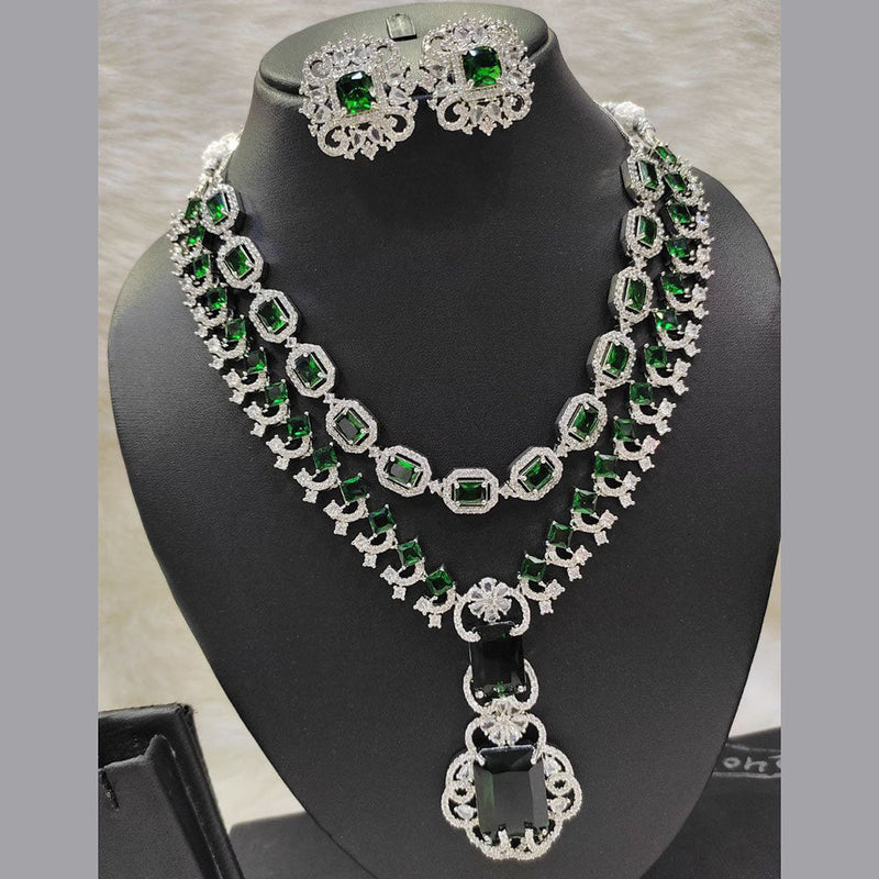 Aamrapali Silver Plated AD Necklace Set