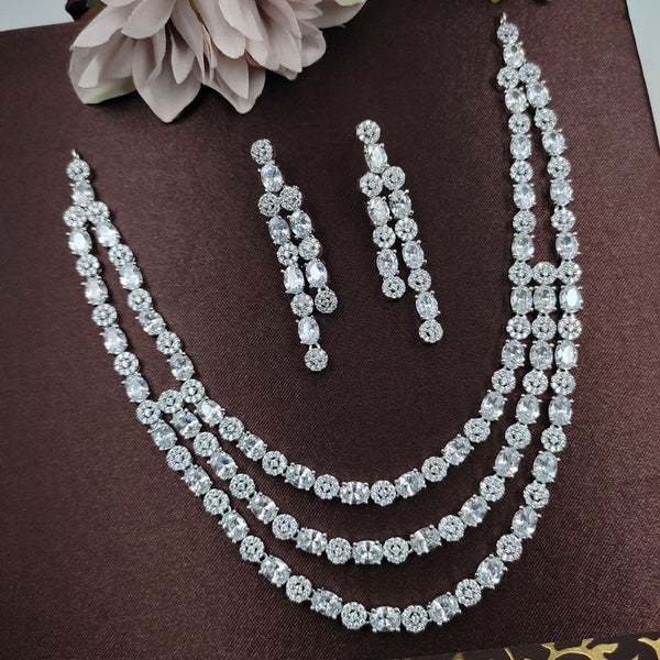 Aamrapali Silver Plated AD Necklace Set