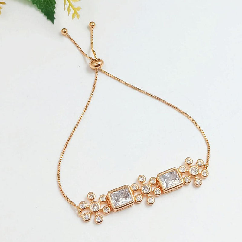 Aamrapali  Rose Gold Plated Austrian Stone Adjustable Bracelet