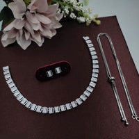 Aamrapali Silver Plated AD Necklace Set