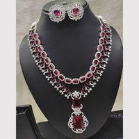 Aamrapali Silver Plated AD Necklace Set