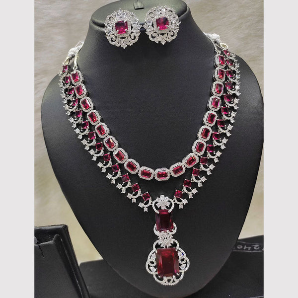 Aamrapali Silver Plated AD Necklace Set