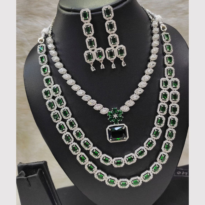 Aamrapali Silver Plated AD Necklace Set