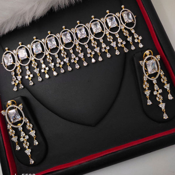 Aamrapali Gold Plated AD Necklace Set