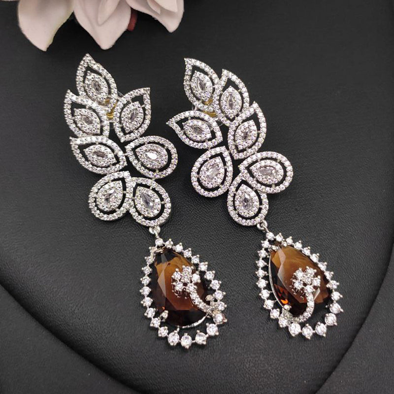 Aamrapali Silver Plated American Diamond  Dangler Earrings