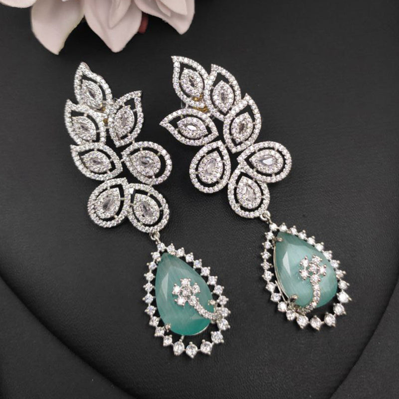 Aamrapali Silver Plated American Diamond  Dangler Earrings