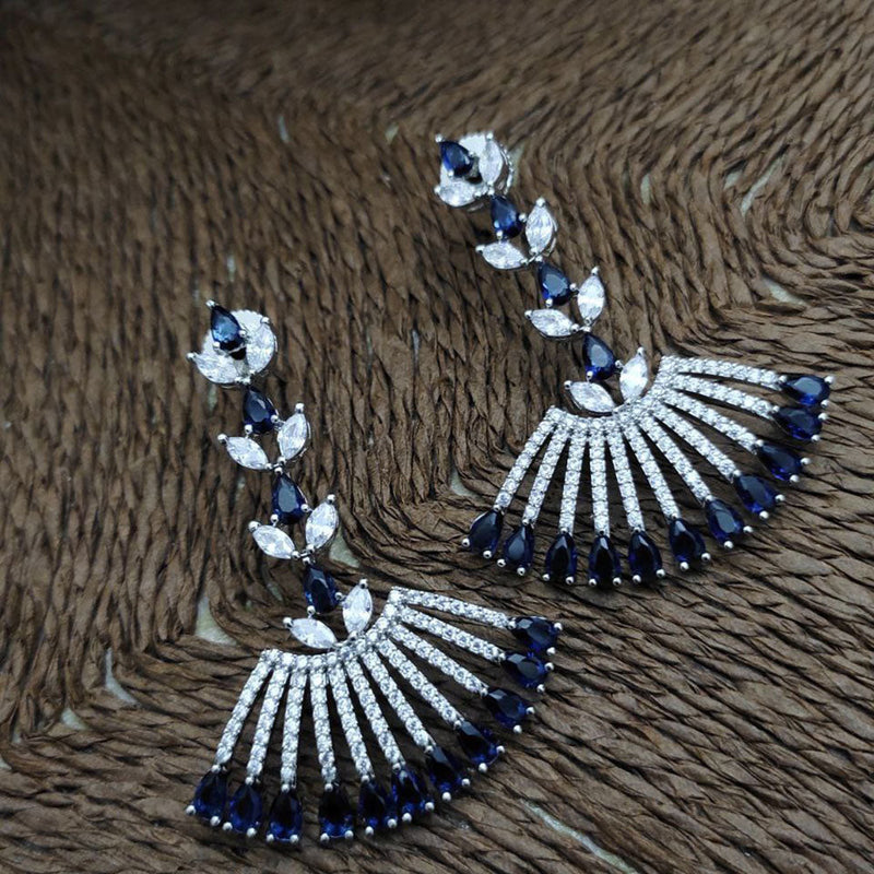 Aamrapali Silver Plated American Diamond  Dangler Earrings