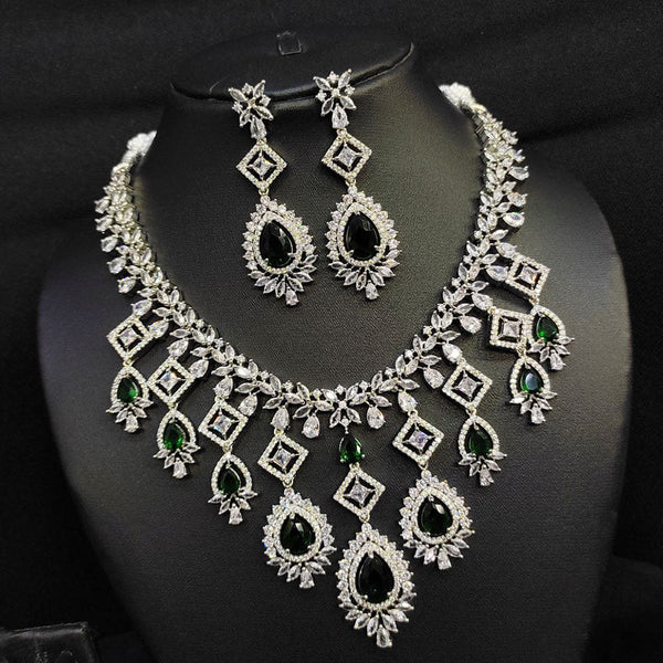 Aamrapali Silver Plated American Diamond Necklace Set