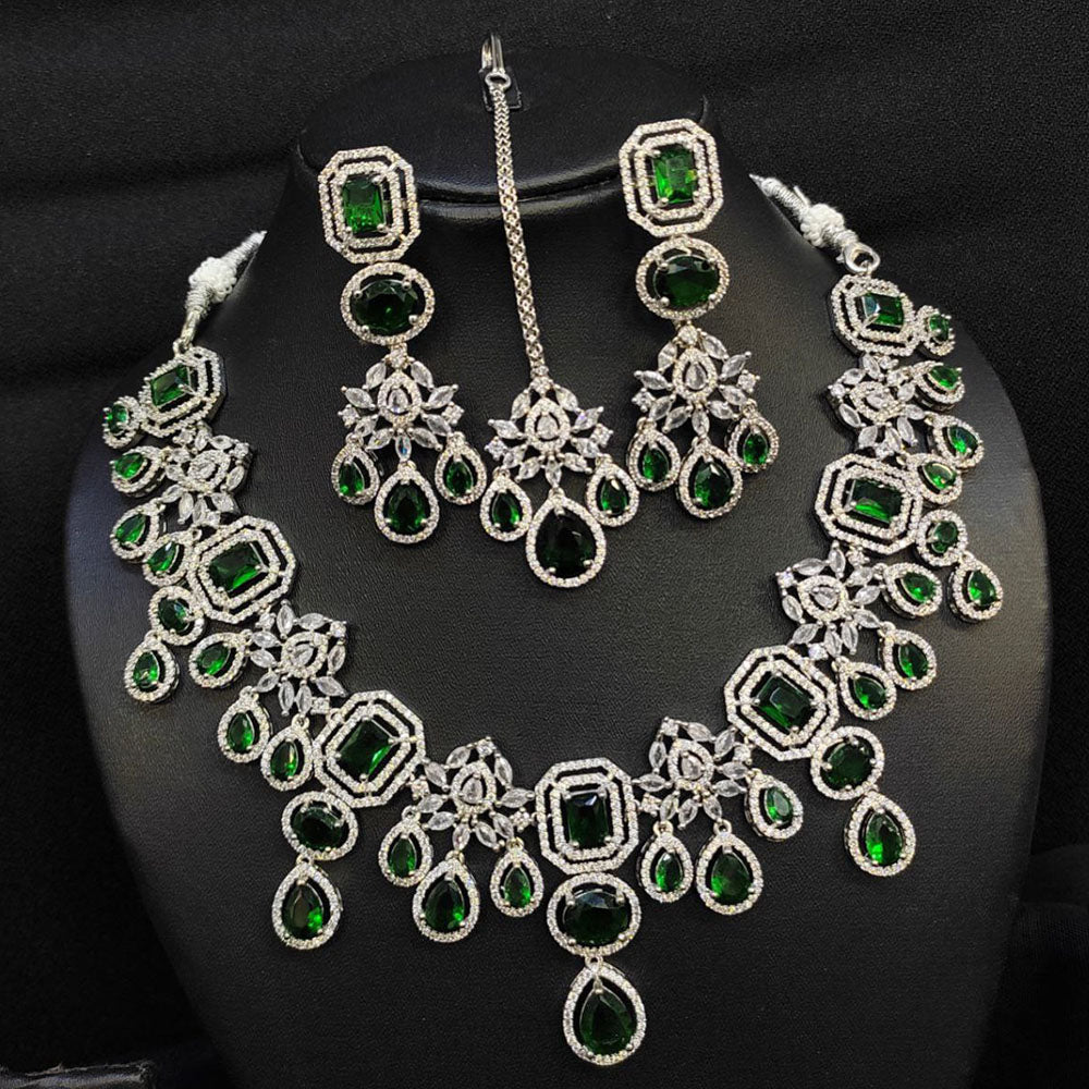 Aamrapali Silver Plated American Diamond Necklace Set