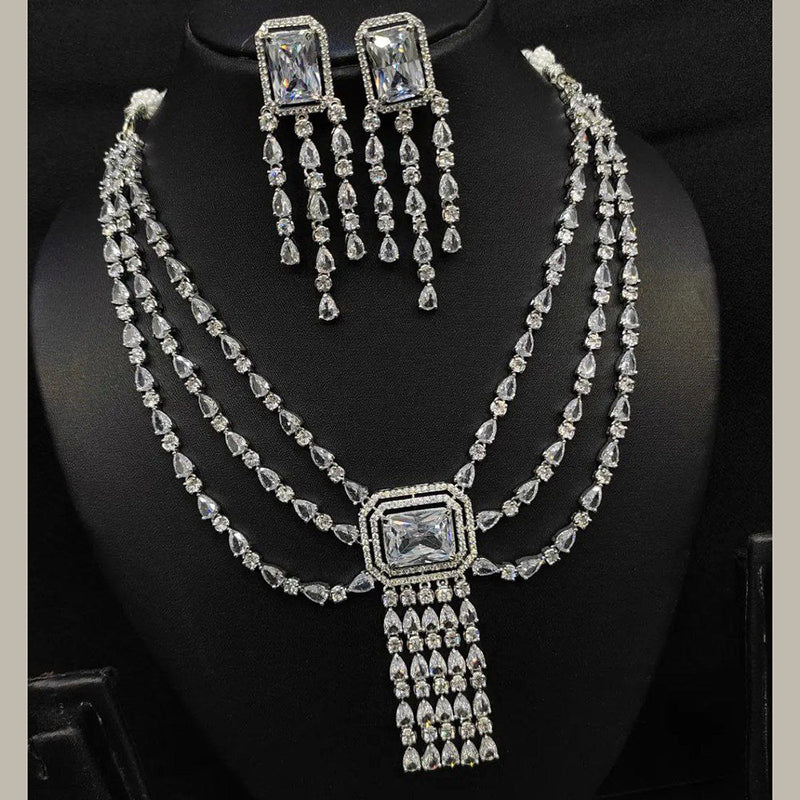 Aamrapali Silver Plated American Diamond Necklace Set