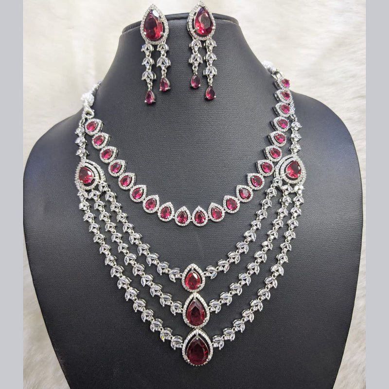 Aamrapali Silver Plated American Diamond Necklace Set