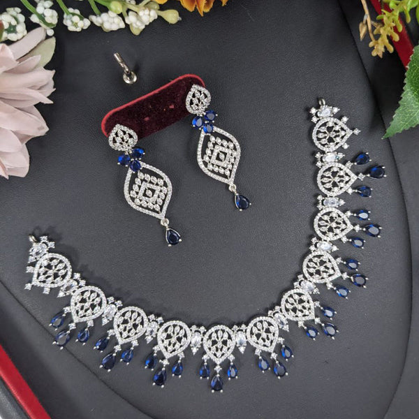 Aamrapali Silver Plated American Diamond Necklace Set