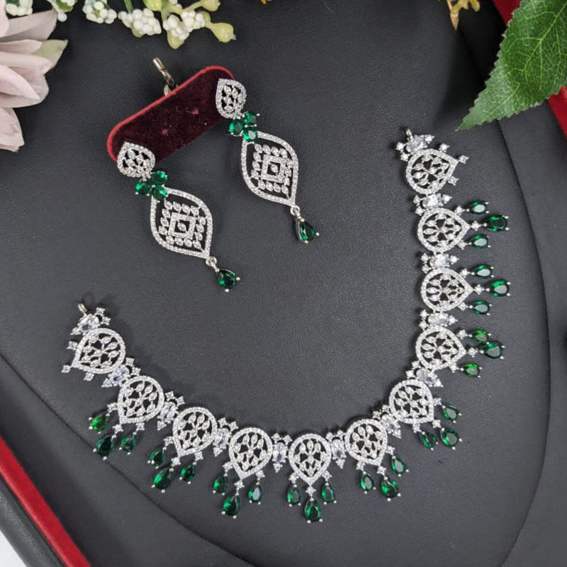 Aamrapali Silver Plated American Diamond Necklace Set