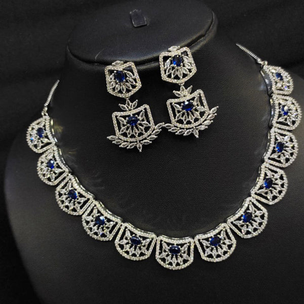 Aamrapali Silver Plated American Diamond Necklace Set