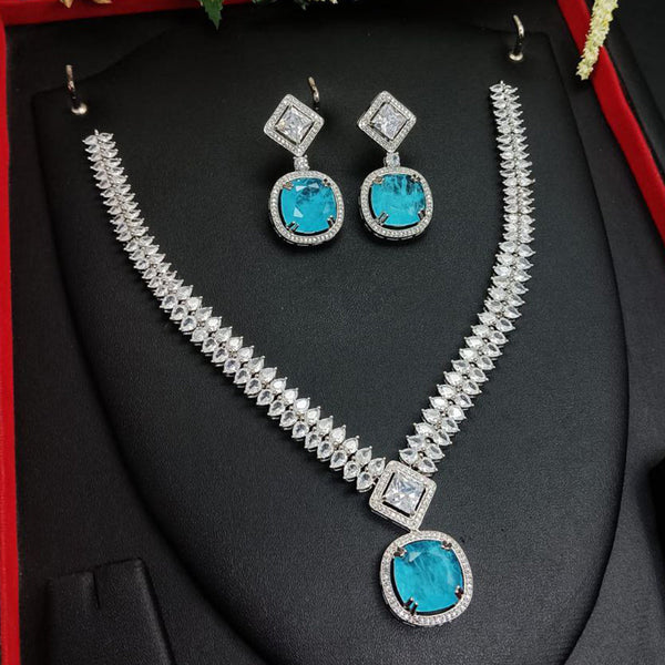 Aamrapali Silver Plated American Diamond Necklace Set