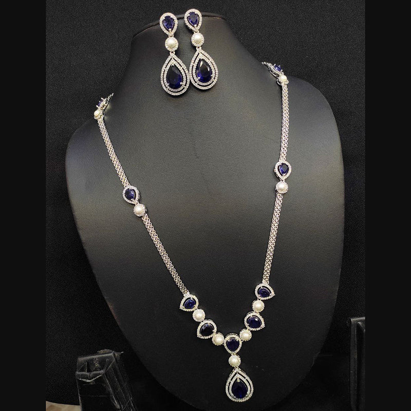 Aamrapali Silver Plated American Diamond Necklace Set