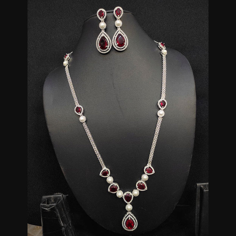 Aamrapali Silver Plated American Diamond Necklace Set