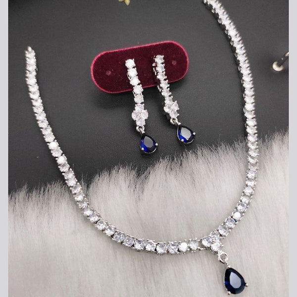 Aamrapali Silver Plated American Diamond Necklace Set