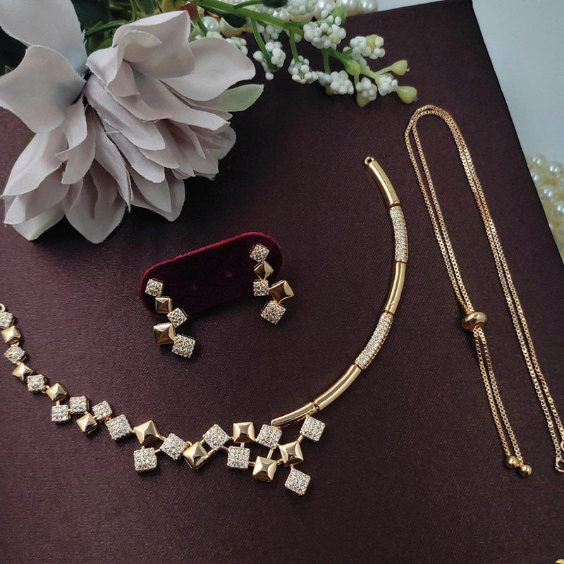 Aamrapali Gold Plated American Diamond Necklace Set